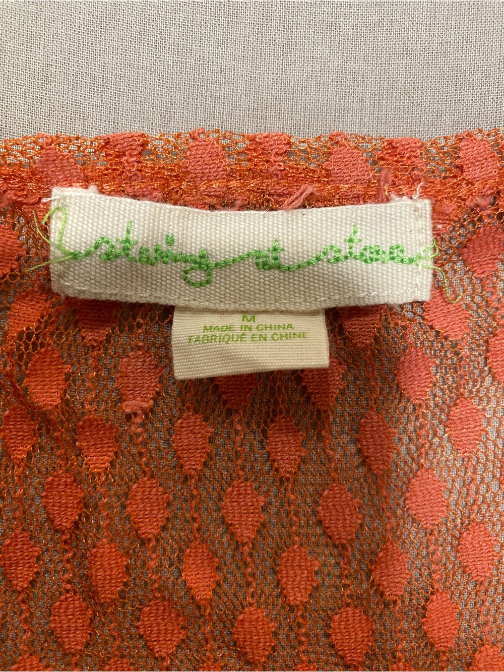 Orange Open-Knit Tie-Front Short Sleeve Top - Picture 5 of 5